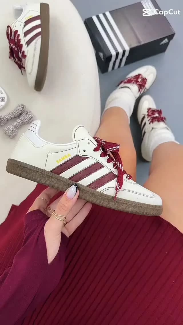 Adidas Samba branco e bordô