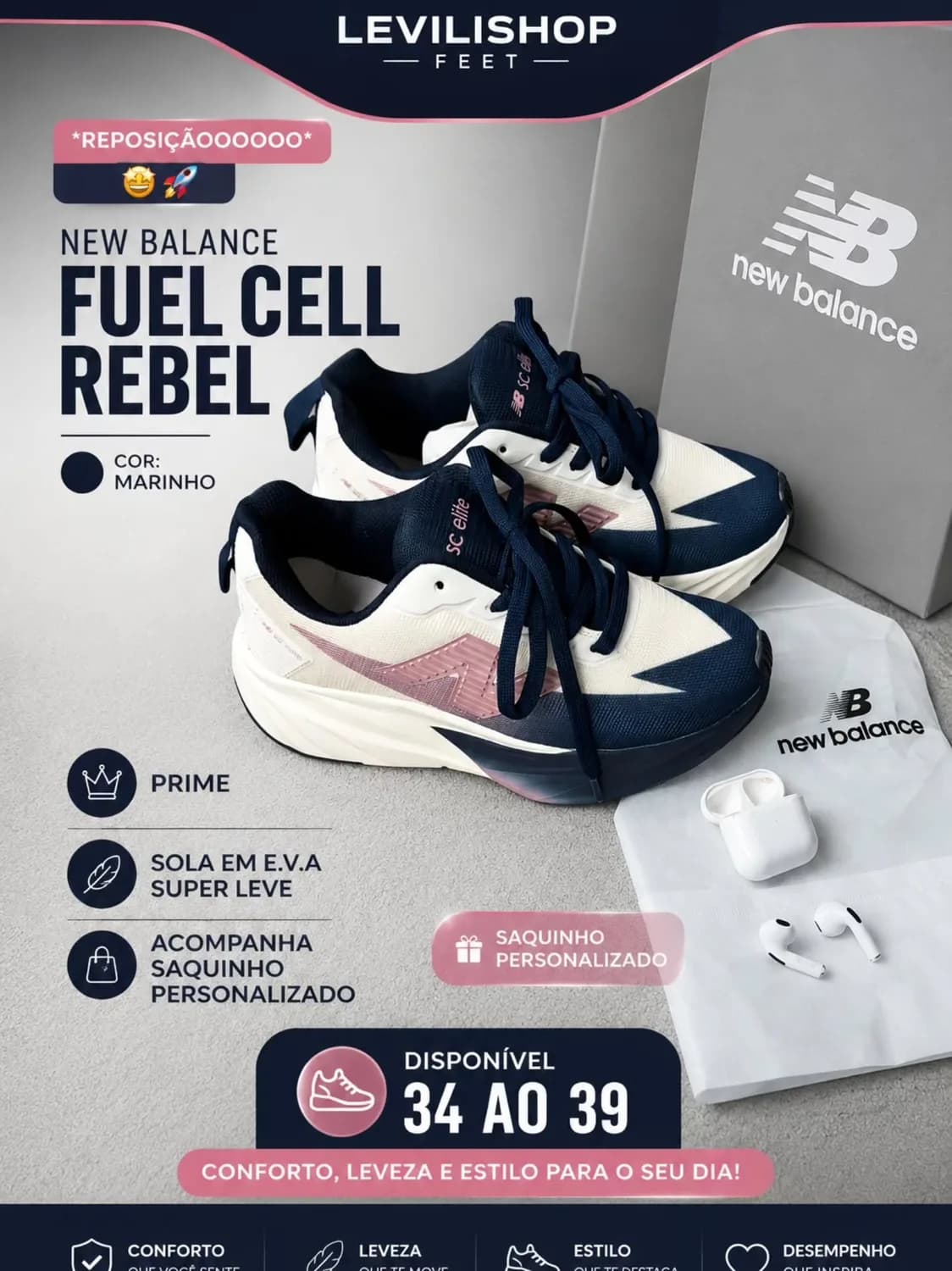 New Balance FuelCell Rebel marinho